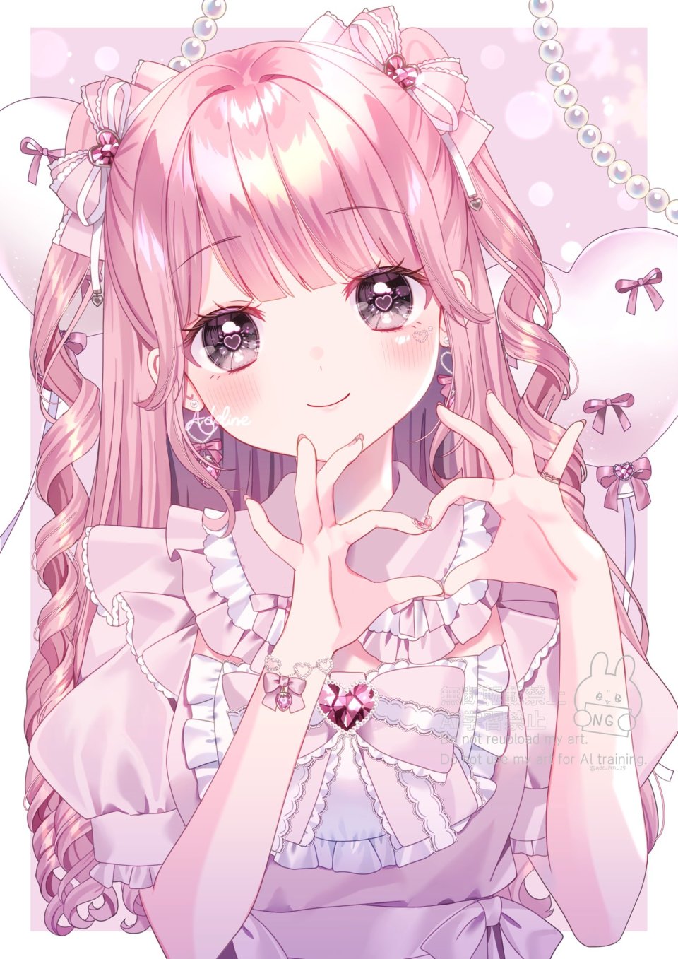 原创 あでりーぬ 脸红 茶发 长发 视线正对 粉发 衬衫