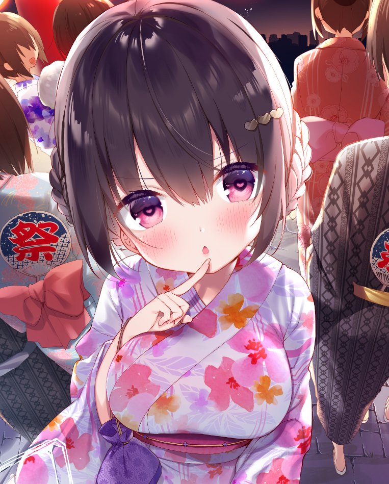 原创 ひさぎ 前发 黑发 脸红 三股辫 胸部 发饰