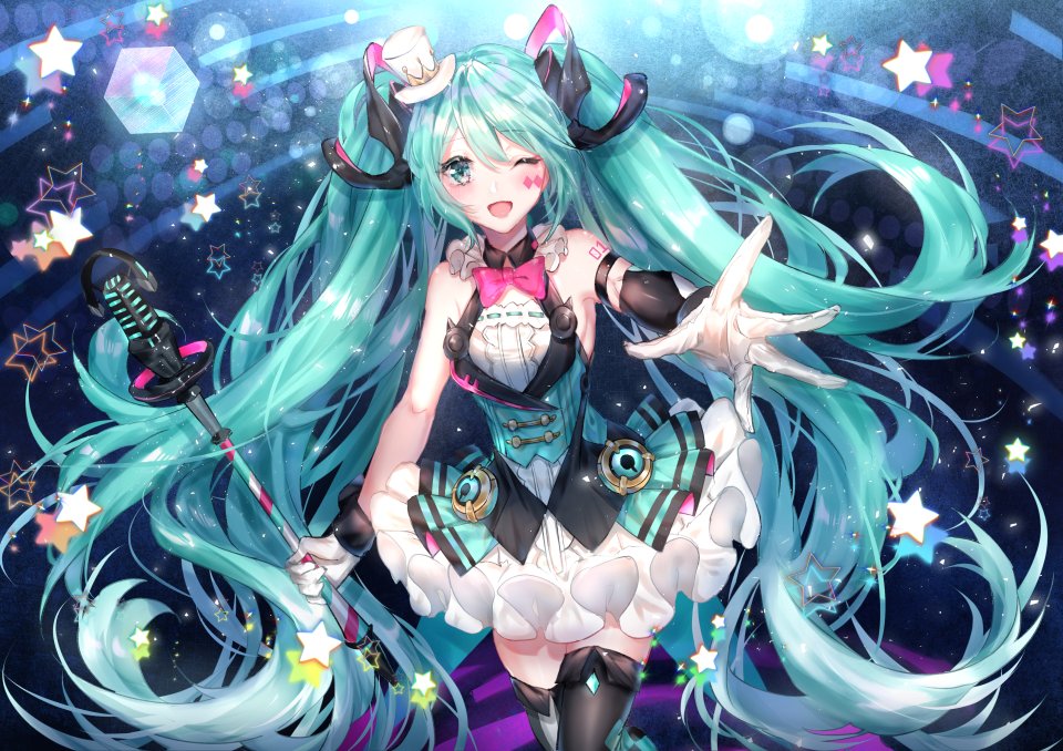 VOCALOID 魔法未来演唱会 初音ミク 風彧（キティー） Single 视线正对 Highres 開いた口