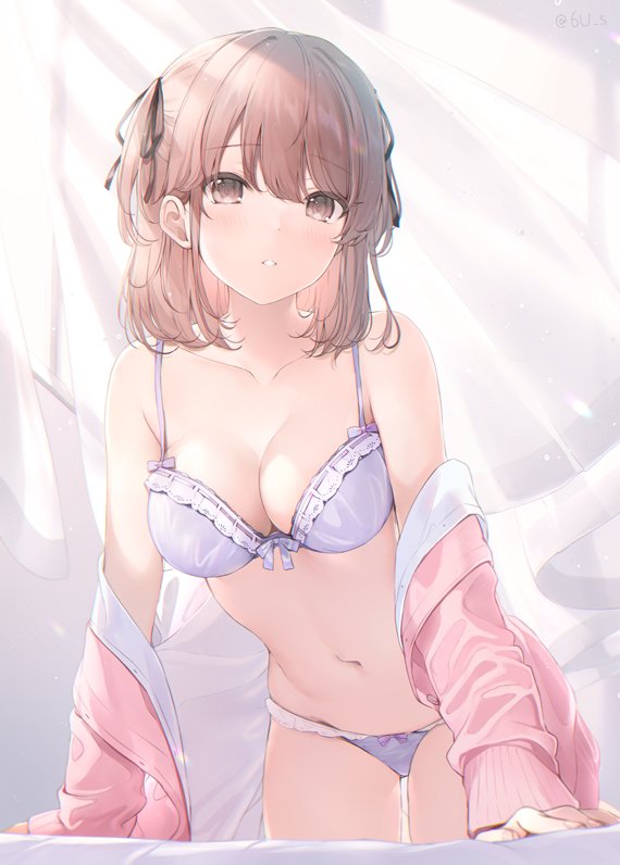 原创 6U☆ 露肩 Bra 胸部 棕色眼 茶发 Cleavage