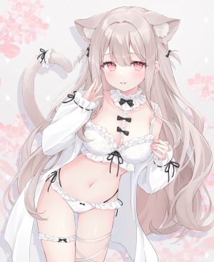 茶乃ひより,uise_iu,独立虚拟YouTuber,兽耳,bra,garter,猫耳,胖次