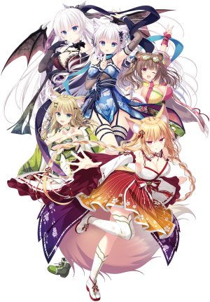 鷹乃ゆき,甲賀伊緒,巻菱ナナコ,猫江チカ,Whirlpool,猫忍之心,neko-nin_exheart_spin!_2,兽耳,garter,和服,妖狐,猫耳,No-Bra,看穿,长筒袜,丝袜,翅膀