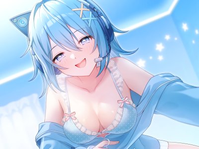 nanami_hio,si-a,兽耳,bra,耳机,猫耳,开衫,看穿,脱衣
