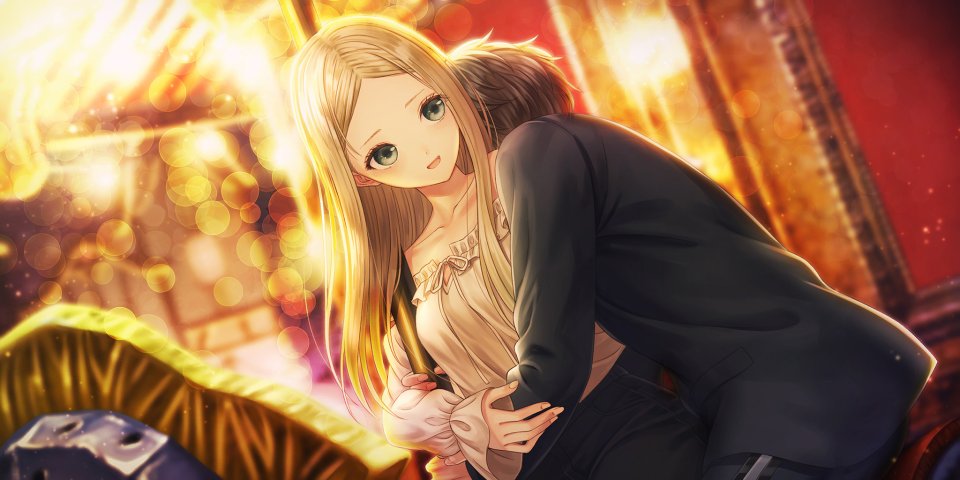 森崎アレシア_優 岸田メル 露肩 金发 Breasts 茶发 连衣裙 游戏CG