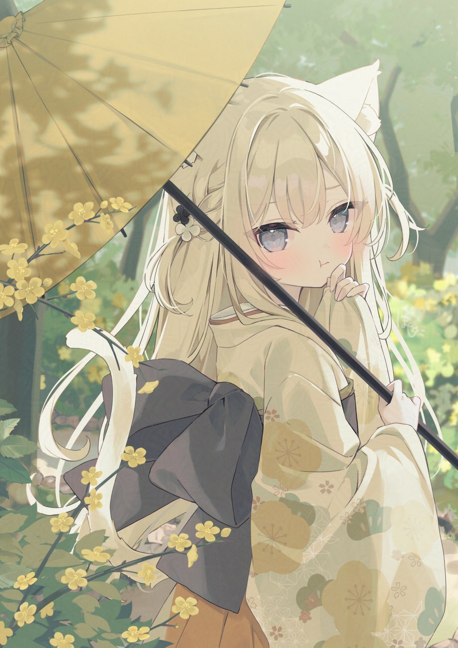 原创 Hoshi 兽耳 脸红 三股辫 猫耳 猫娘 猫尾