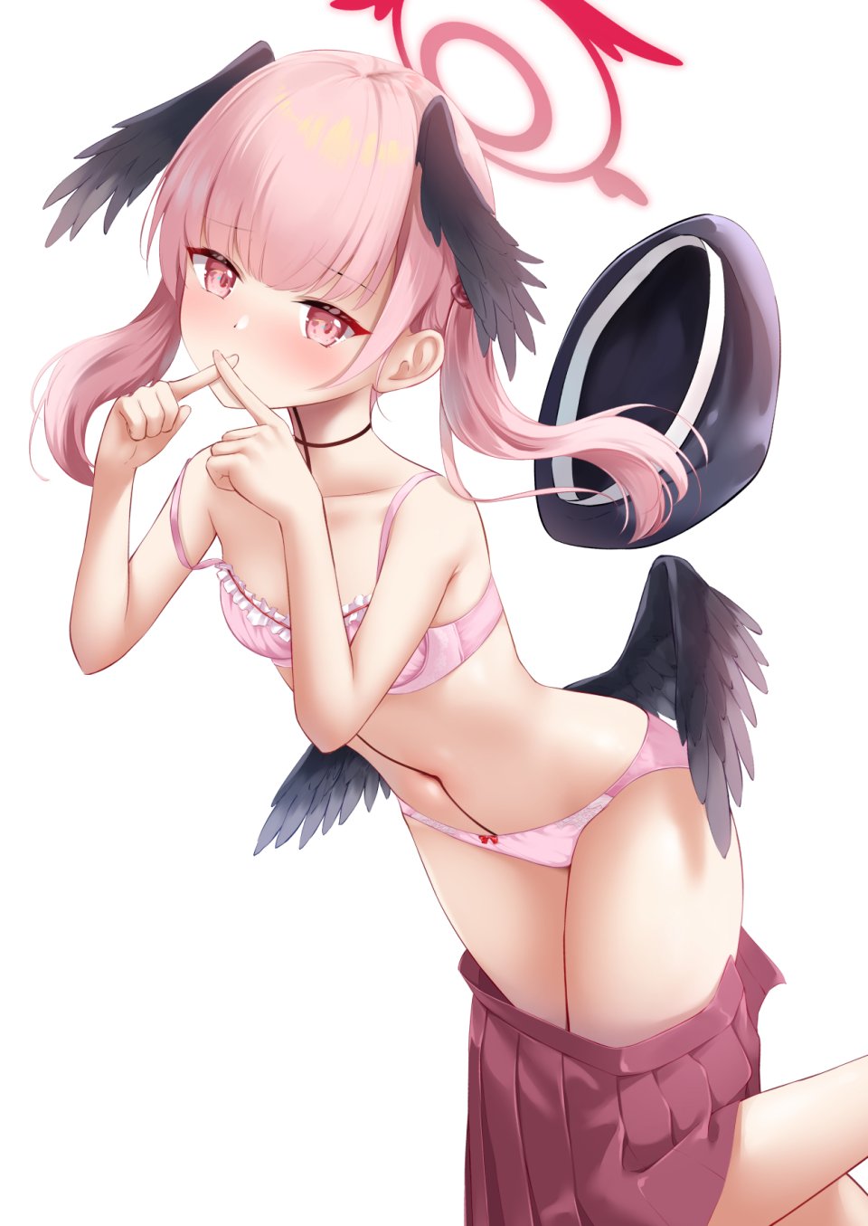 C.u.wa 下江コハル 蔚蓝档案 露肩 脸红 Bra Breasts 项圈