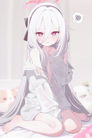 deyui,tendou_kei,蔚蓝档案,衬衫,光晕,萝莉,No-Bra,开衫,看穿,湿身