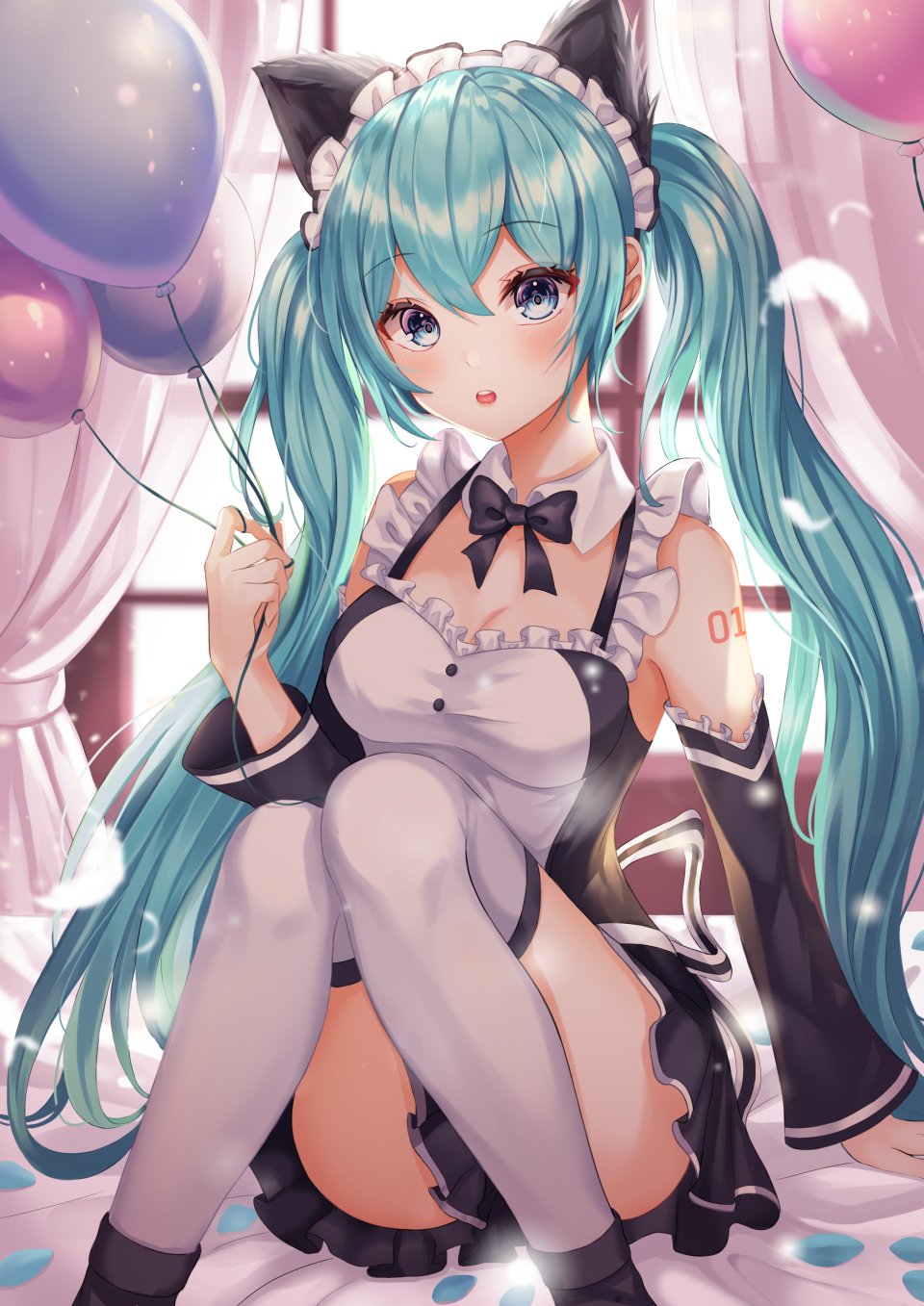 Gongha 初音ミク VOCALOID 兽耳 Cleavage 女仆 猫耳 Tattoo