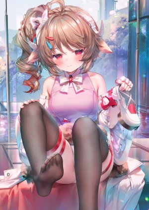 鬼針草,ardelia,明日方舟,arknights:_endfield,兽耳,garter,horns,胖次,看穿,掀裙,长筒袜,丝袜