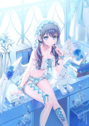 原创,atwomaru,水着,黑发,碧眼,露脐,缎带,single,泳装,翅膀