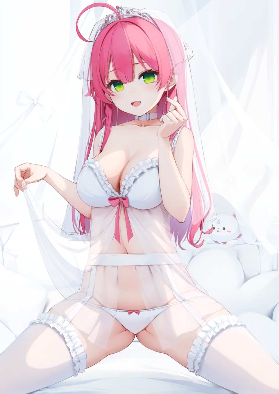 にゃん さくらみこ Hololive Lingerie 胖次 看穿 长筒袜 丝袜