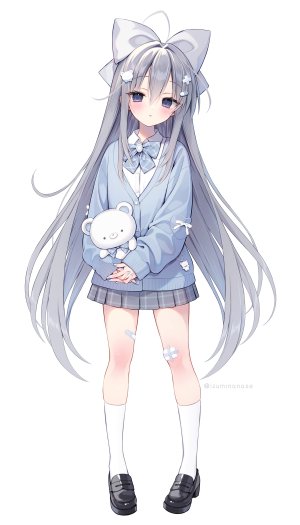 shirokumata_beru,haconect,izuminanase,碧眼,全身,灰发,长发,视线正对,single,Vtuber