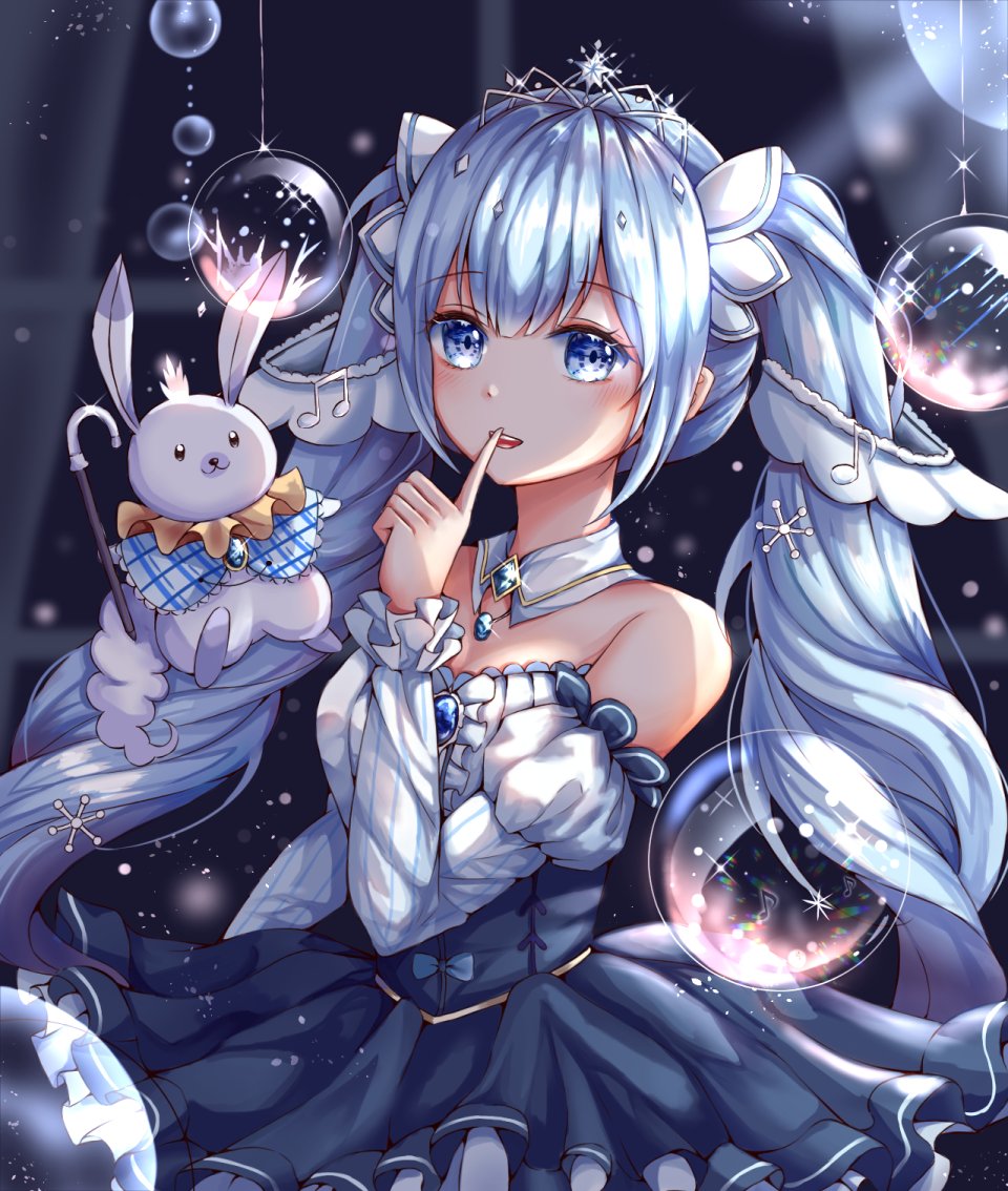 初音ミク 雪未来 雪ミク 雪ミク2019 VOCALOID カロン 露肩 泡泡