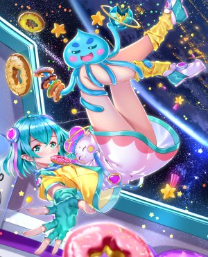 precure,Star☆Twinkle光之美少女,东映动画,羽衣ララ,prunce,刃天,single,長身像,视线正对,短发,holding,全身,尖耳,裸足