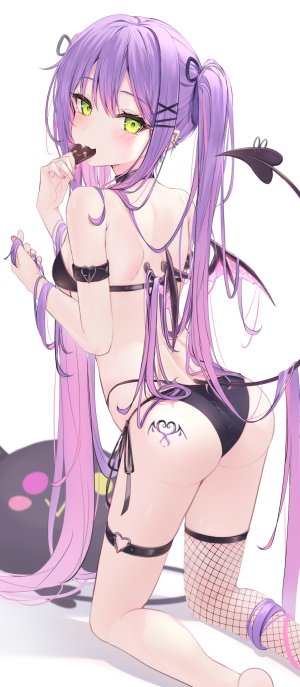 みおうまる,常暗トワ,Hololive,水着,garter,泳装,tattoo,丝袜,翅膀