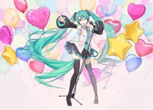 VOCALOID,初音ミク,ixima,single,视线正对,highres,前发,開いた口,双马尾,全身,闭只眼,少女