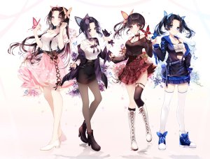 taya,胡蝶香奈惠,胡蝶しのぶ,栗花落カナヲ,鬼灭之刃,黑丝,Stockings