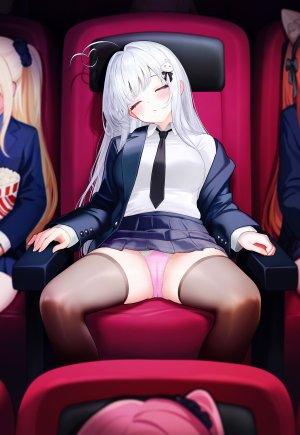 原创,逆流茶会,呆毛,黑丝,脸红,cameltoe,发饰,长袖,胖次,褶皱裙,衬衫,坐姿,短裙,张腿,丝袜,下着,白发