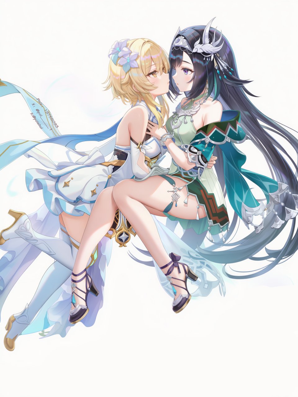 Poi氵 女孩子 原神 GenshinImpact 萤（原神） 少女 魅惑的大腿 百合