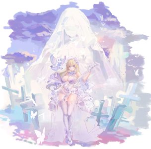 amatsuki_mahjong,dedeko,露肩,金发,碧眼,breasts,项圈,cross,全身,手套,吉他,发饰,holding,乐器,lingerie,长发,開口,rose,短裙,single,泳装,丝袜,下着,白丝,翅膀