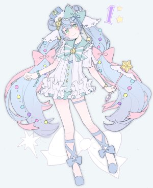 初音ミク,雪ミク,VOCALOID,agonasubi,脸红,连衣裙,全身,发饰,holding,长发,视线正对,黑丝,笑顔,single,双马尾