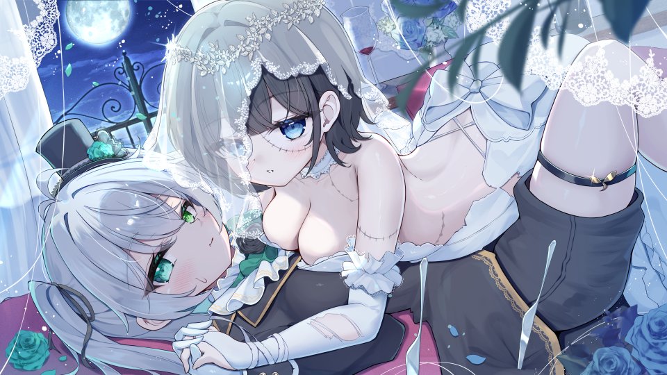 原创 緑風マルト 碧眼 Breasts 连衣裙 長手袋 手套 绿色眼