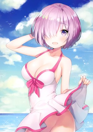 ayamy,マシュ・キリエライト,片桐,Fate/GrandOrder,cleavage,连衣裙,No-Bra,nopan,掀裙,夏装