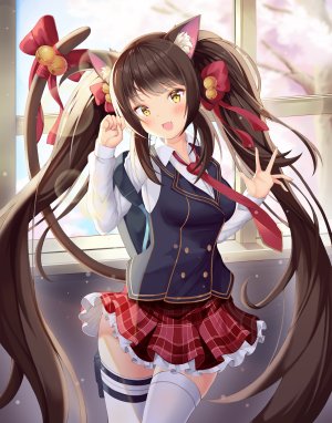 kotamaru,少女前線,兽耳,猫耳,制服,黑丝,kotomaru,qbz-97,掀裙