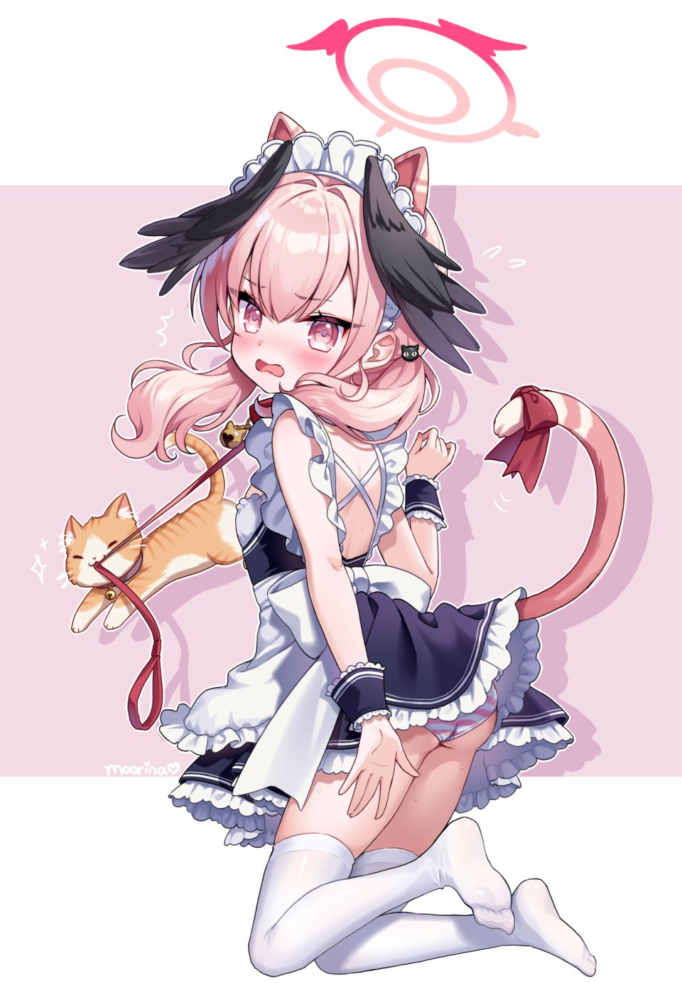 下江コハル 蔚蓝档案 Moorina 兽耳 围裙 脸红 Breasts 猫