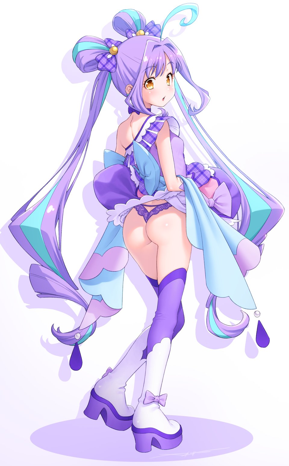 Cure_Kyunkyun Shigure_Kokoro Precure Kimi_To_Idol_Precure 和馬村政 呆毛 青发 脸红