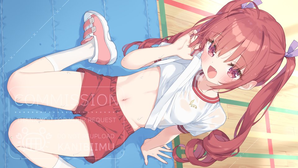 葉月ワトラ 原创 Peko 呆毛 长发 露脐 红色眼 缎带