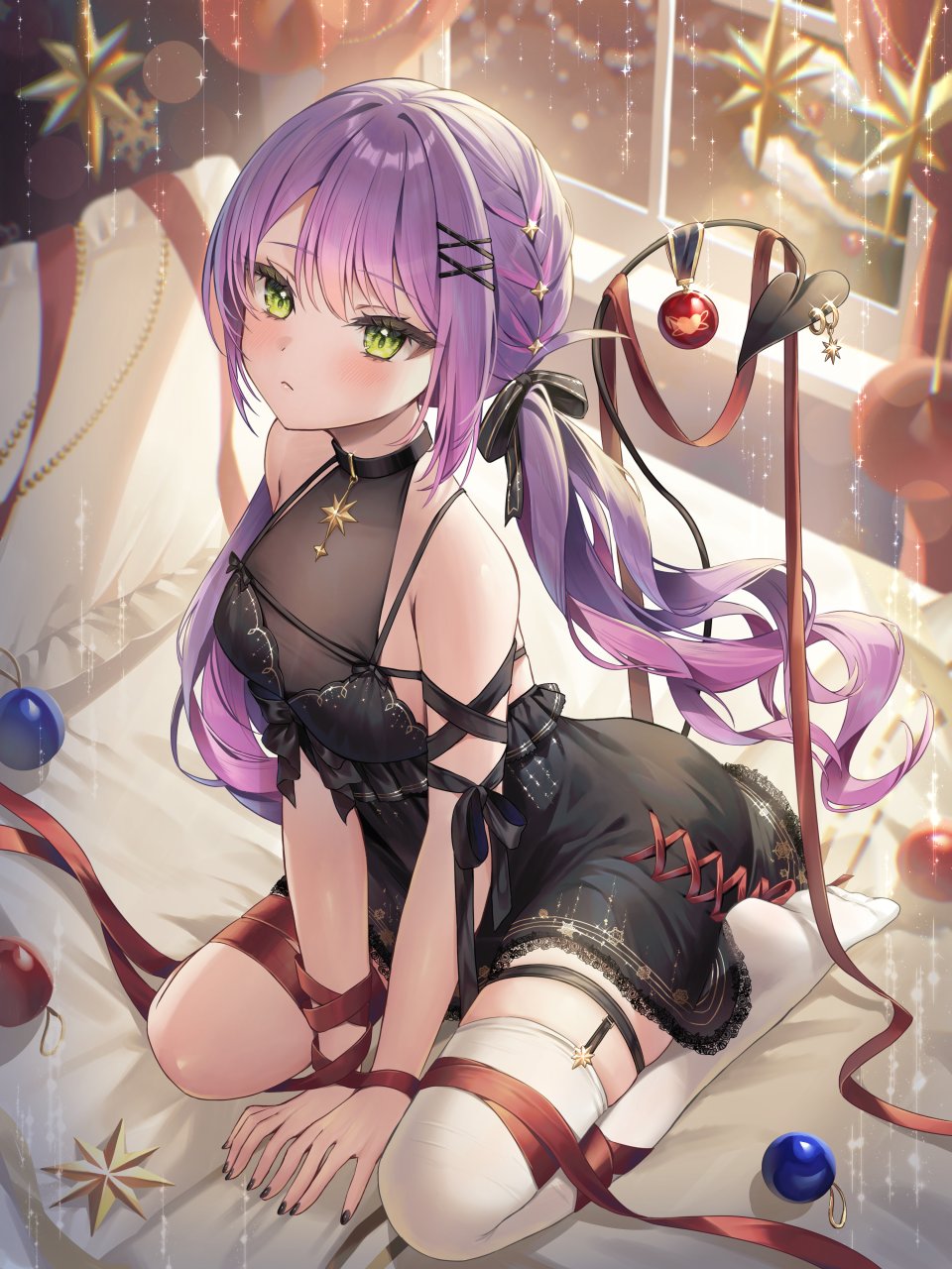 Runlan_0329 常暗トワ Hololive 圣诞节 连衣裙 Garter No-Bra 看穿