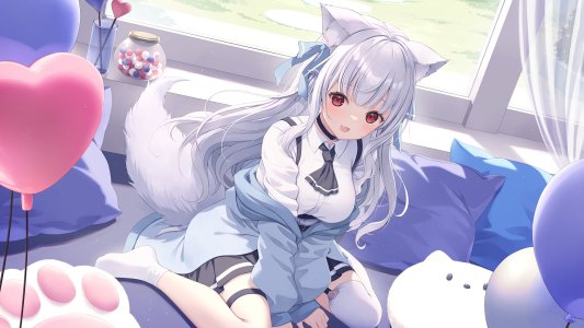 yoshinoryo,pyomu,独立虚拟YouTuber,兽耳,garter,猫耳,制服,长筒袜,丝袜