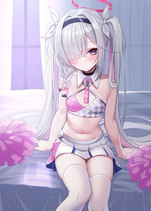 fukemachi,蔚蓝档案,普拉娜,萝莉,啦啦队服,长发,丝袜,脸红,双马尾