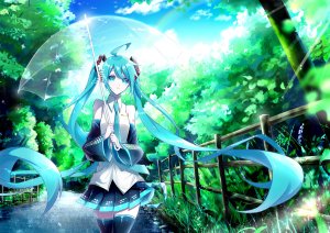 VOCALOID,初音ミク,徭季,single,highres,前发,双马尾,呆毛,絶対領域,少女,短裙