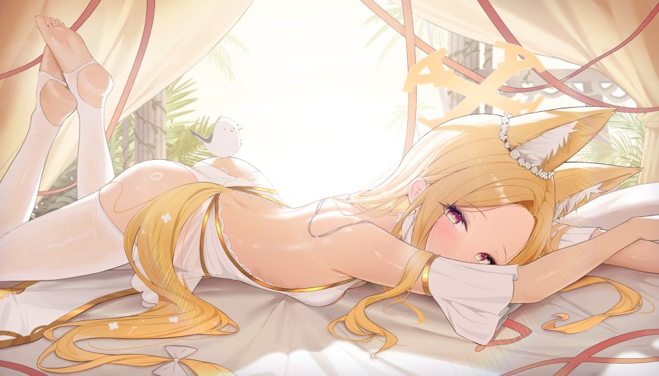 Fangfangtu 百合园圣娅 蔚蓝档案 兽耳 光晕 妖狐 萝莉 No-Bra