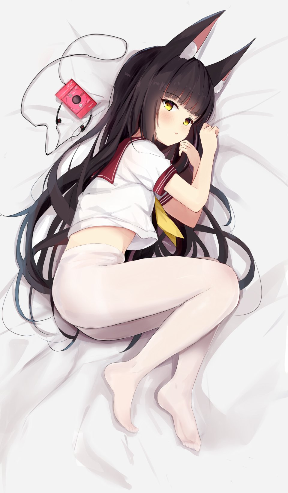 長門 碧蓝航线 Hamiro 兽耳 黑发 Breasts 狐娘 长发