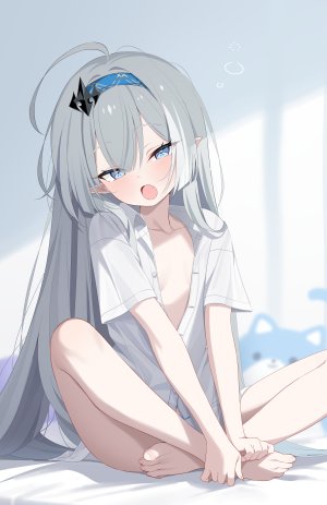 デユイ,衬衫,萝莉,No-Bra,胖次,尖耳
