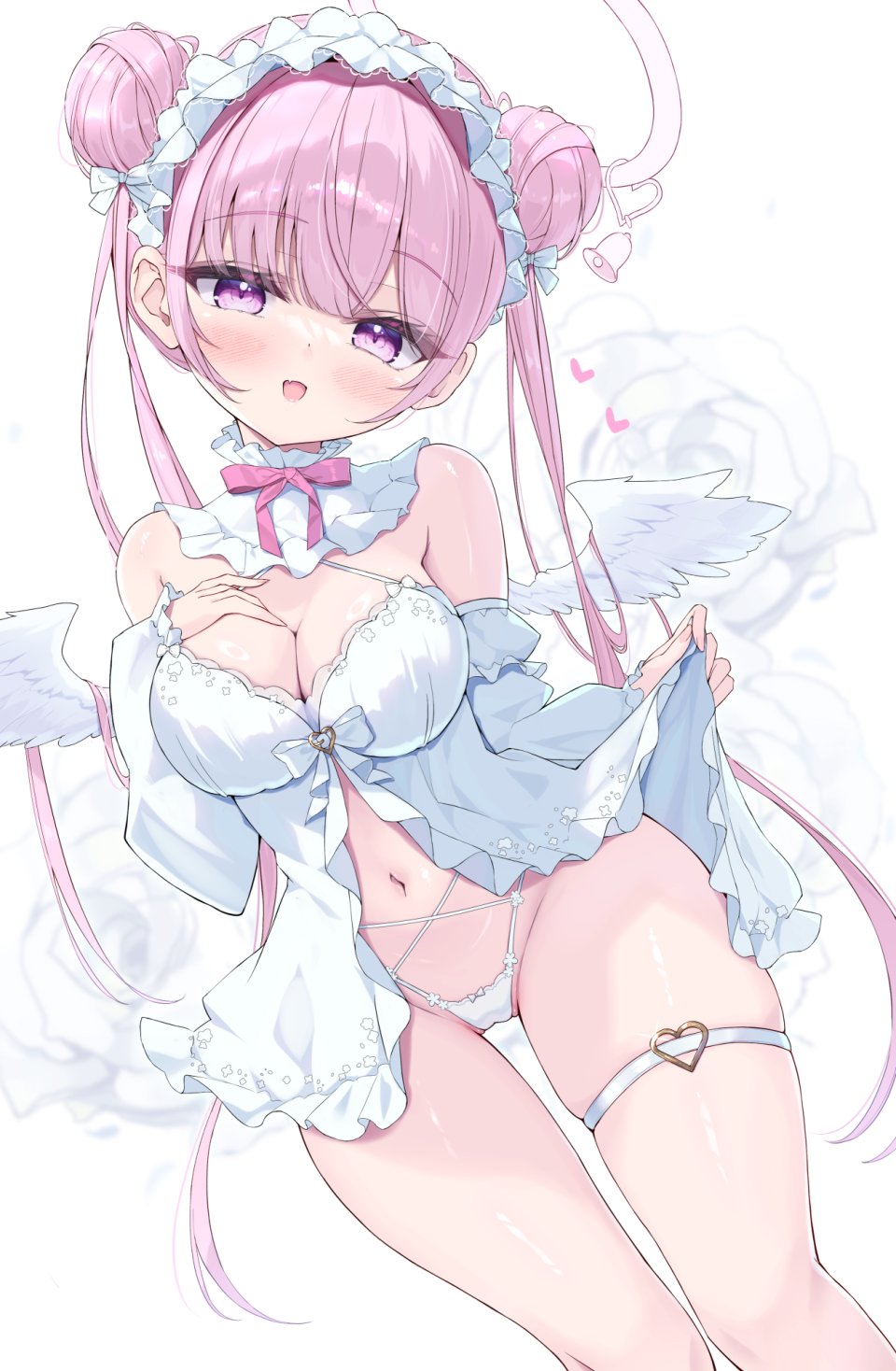 原创 Mikaze_Oto 天使 露肩 脸红 Breasts Cleavage 双团子头