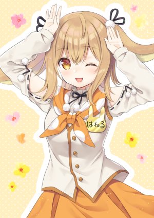 Vtuber,animare,inaba_haneru,住咲ゆづな,single,長身像,短发,開いた口,茶发,兽耳,闭只眼,少女