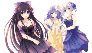 つなこ,誘宵美九,鸢一折纸,夜刀神十香,DATE·A·LIVE,cleavage,连衣裙