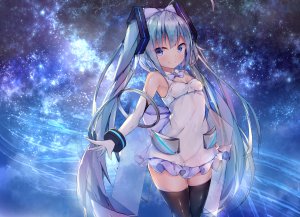 初音ミク,VOCALOID,长发,黑丝,双马尾