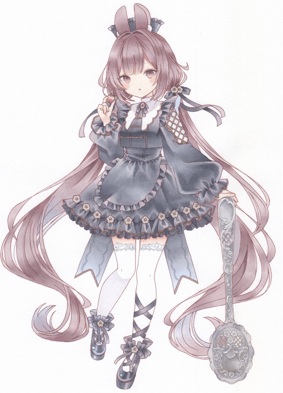 原创 Paruno 兽耳 直刘海 领结 棕色眼 茶发 项圈