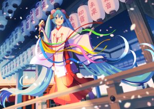 nokuhashi,初音ミク,VOCALOID,和服,巫女,神龛