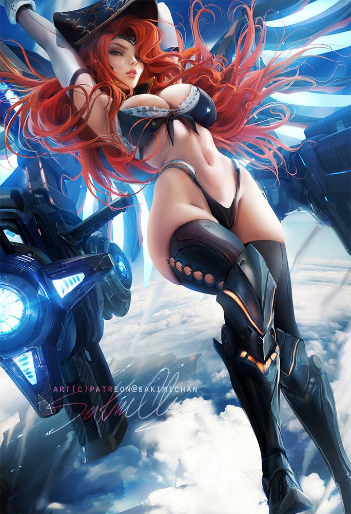 Sakimichan 女 League_Of_Legends Miss_Fortune 英雄联盟 おっぱい ミス・フォーチュン 핑크색