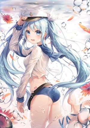 dangmyo,初音ミク,VOCALOID,水着,制服,泳装,tattoo