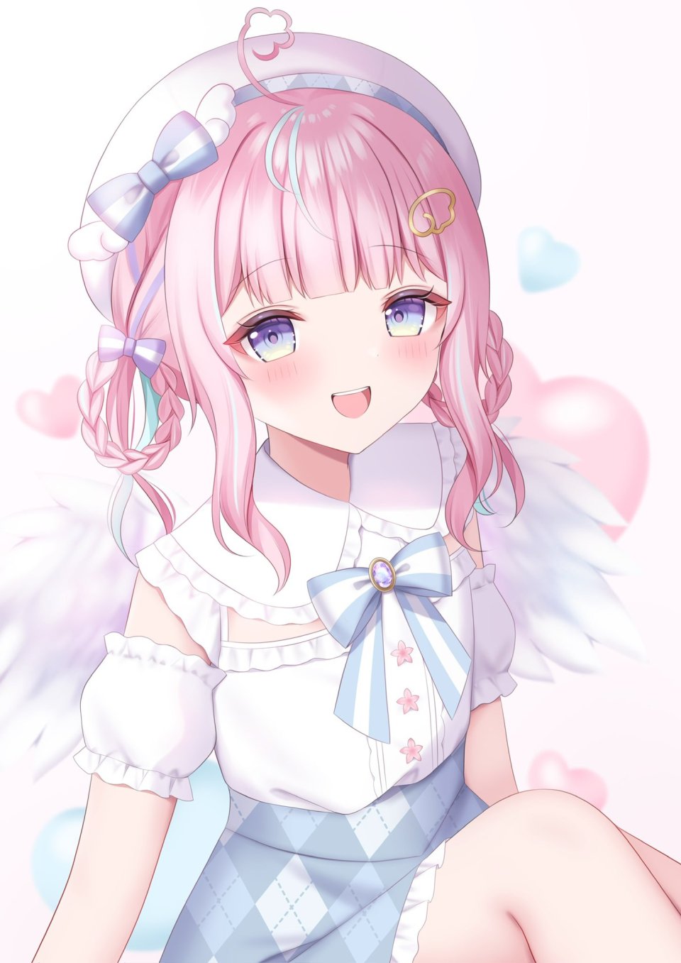 原创 Komari_Mhy 碧眼 青发 脸红 Breasts 连衣裙 发饰